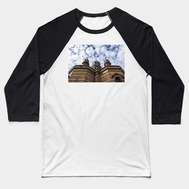 Three domes of Church against cloudy blue sky Baseball T-Shirt by lena-maximova